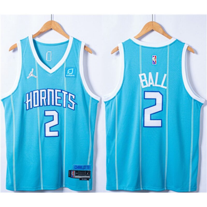 6864572f9906c_1 Men's Charlotte Hornets #2 LaMelo Ball Blue 75th Anniversary Stitched NBA Jersey