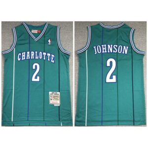 6864578a96354_1 Men's New Orleans Hornets #2 Larry Johnson 1992-93 Green Throwback Stitched Jersey