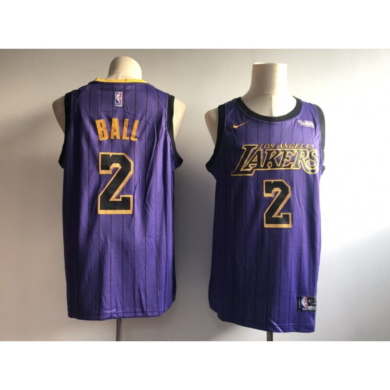 6864580c47e21_1 Men's Los Angeles Lakers #2 Lonzo Ball Purple 2018/19 City Edition Swingman Stitched NBA Jersey
