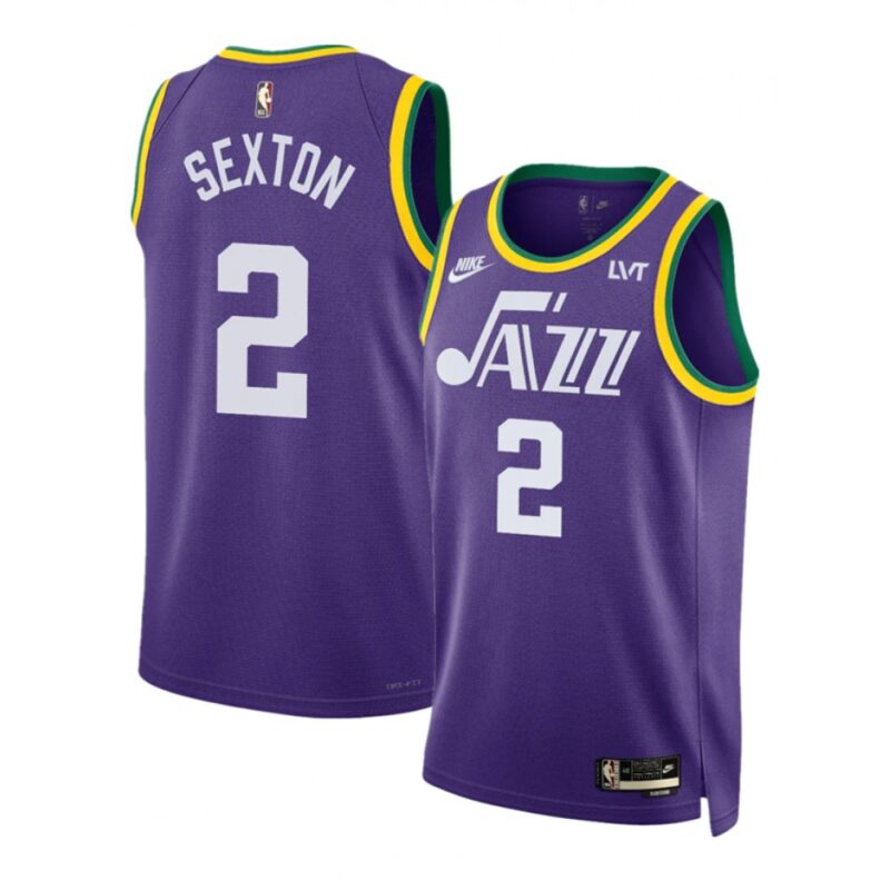6864583033c9c_1 Men's Utah Jazz #2 Collin Sexton Purple 2023 Classic Edition Stitched Basketball Jersey