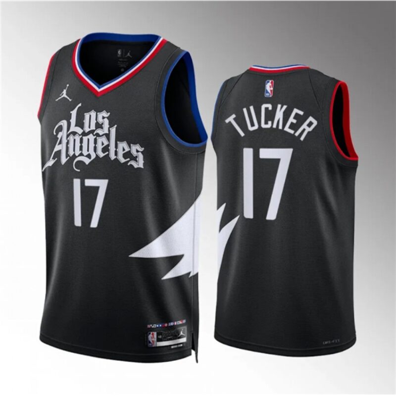 686459a87dded_1 Men's Los Angeles Clippers #17 P.j. Tucker Black Statement Edition Stitched Jersey