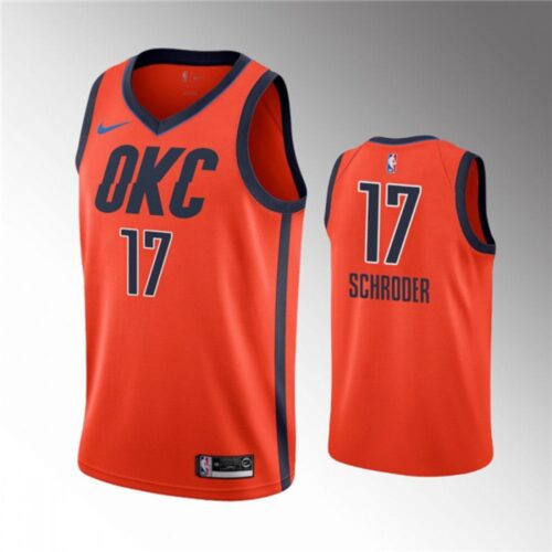 686459c69699d_1 Men's Oklahoma City Thunder #17 Dennis Schroder Orange Stitched Basketball Jersey