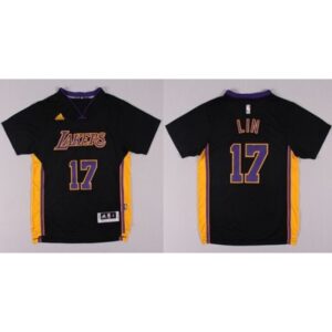 686459d954e89_1 Revolution Lakers #17 Jeremy Lin Black(Purple NO.) Stitched NBA Jersey