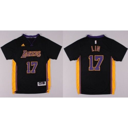 686459d954e89_1 Revolution Lakers #17 Jeremy Lin Black(Purple NO.) Stitched NBA Jersey