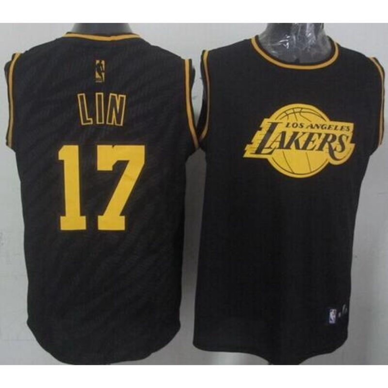 686459e0a6d9a_1 Lakers #17 Jeremy Lin Black Precious Metals Fashion Stitched NBA Jersey