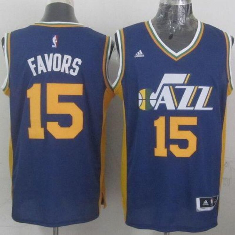 68645ba6bff61_1 Revolution 30 Jazz #15 Derrick Favors Navy Blue Stitched NBA Jersey