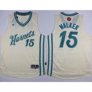 Hornets #15 Kemba Walker Cream 2015-2016 Christmas Day Stitched NBA Jersey