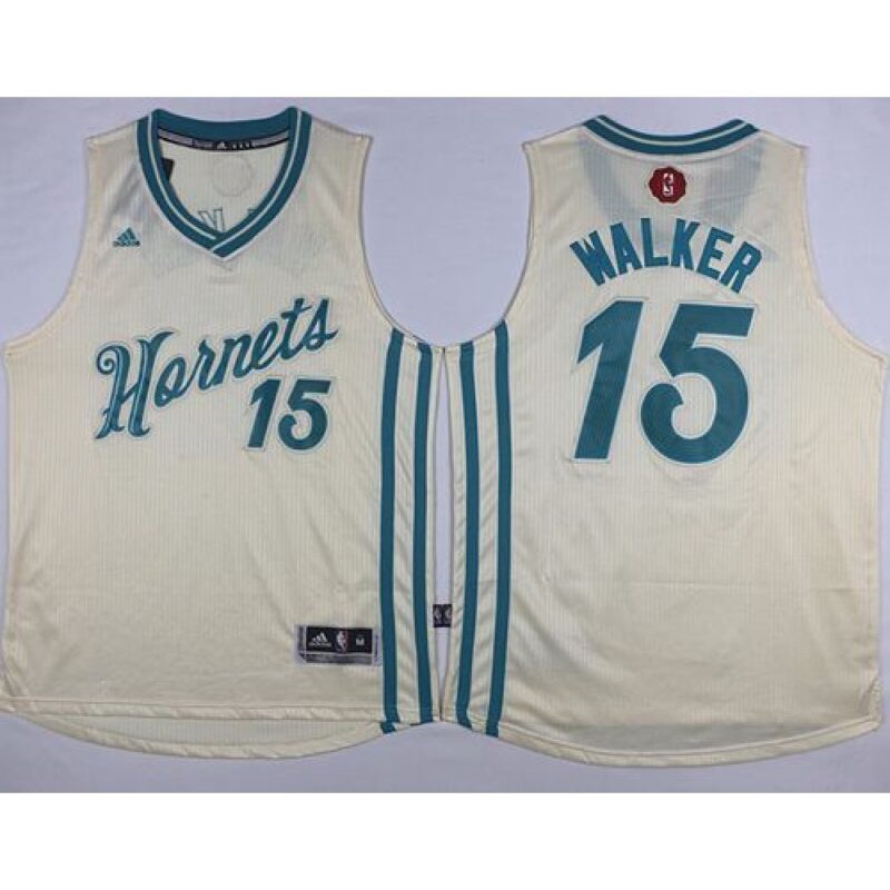 Hornets #15 Kemba Walker Cream 2015-2016 Christmas Day Stitched NBA Jersey