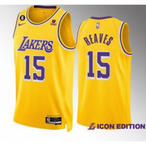 68645c70abeb5_1 Men's Los Angeles Lakers #15 Austin Reaves Yellow Icon Edition With NO.6 Patch Stitched Basketball Jersey