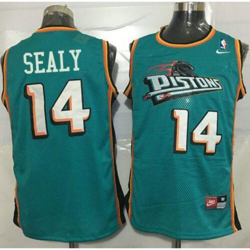 68645da0e63ec_1 Pistons #14 Malik Sealy Green Throwback Stitched NBA Jersey