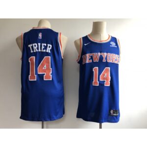 68645e22c22be_1 Men's New York Knicks #14 Allonzo Trier Blue Swingman Stitched NBA Jersey