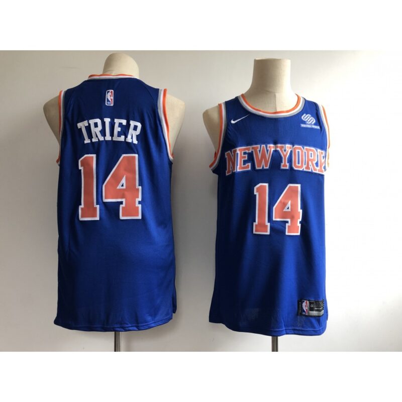 68645e22c22be_1 Men's New York Knicks #14 Allonzo Trier Blue Swingman Stitched NBA Jersey
