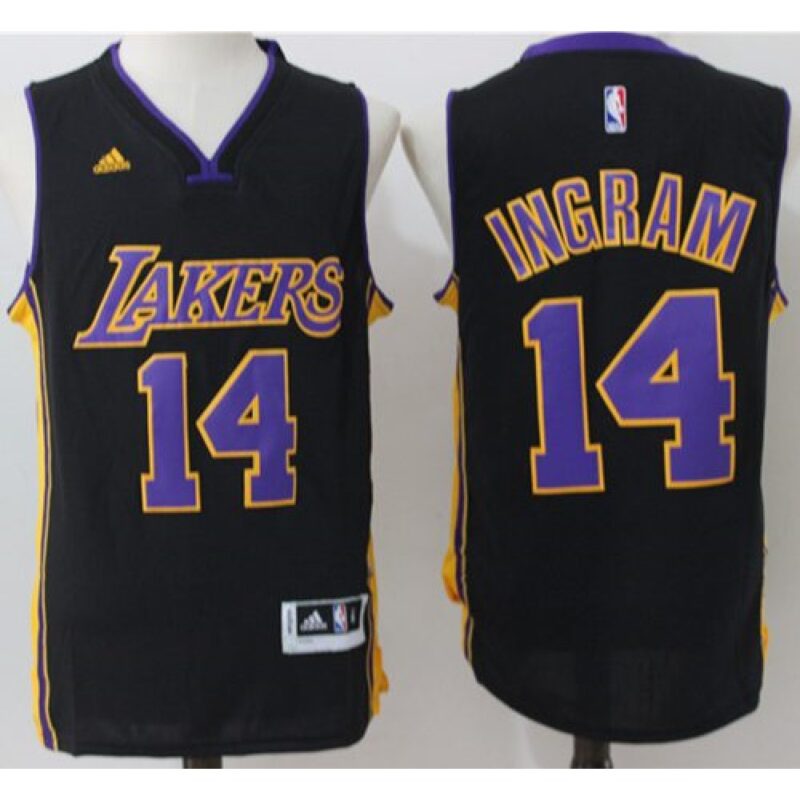 68645e4625f21_1 Lakers #14 Brandon Ingram Black(Purple NO.) Stitched NBA Jersey