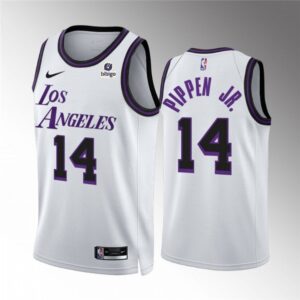 68645e54d5309_1 Men's Los Angeles Lakers #14 Scottie Pippen Jr. White City Edition Stitched Basketball Jersey
