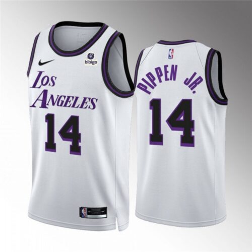 68645e54d5309_1 Men's Los Angeles Lakers #14 Scottie Pippen Jr. White City Edition Stitched Basketball Jersey