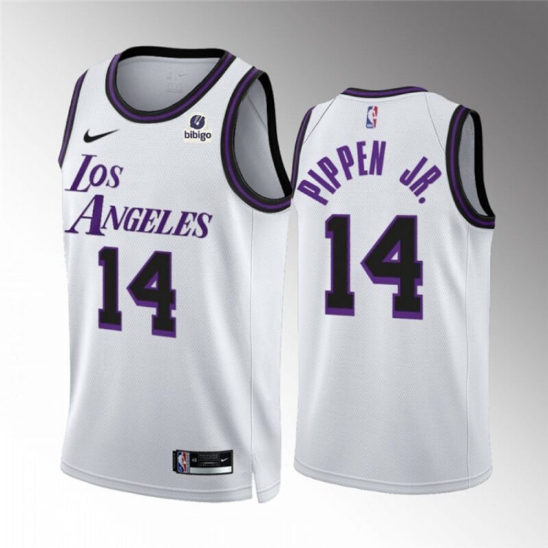 68645e54d5309_1 Men's Los Angeles Lakers #14 Scottie Pippen Jr. White City Edition Stitched Basketball Jersey