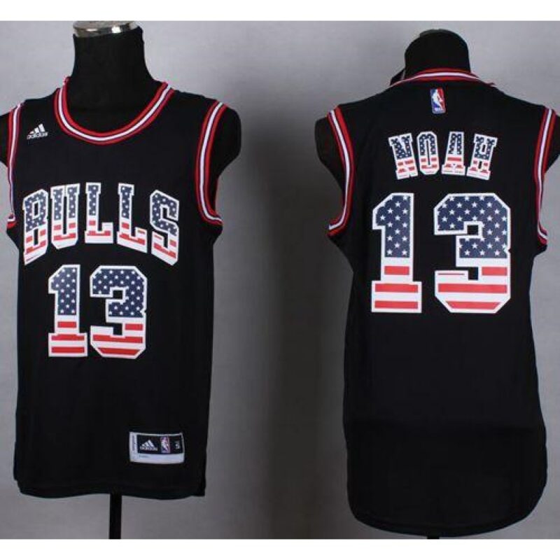 6864602a902f0_1 Bulls #13 Joakim Noah Black USA Flag Fashion Stitched NBA Jersey