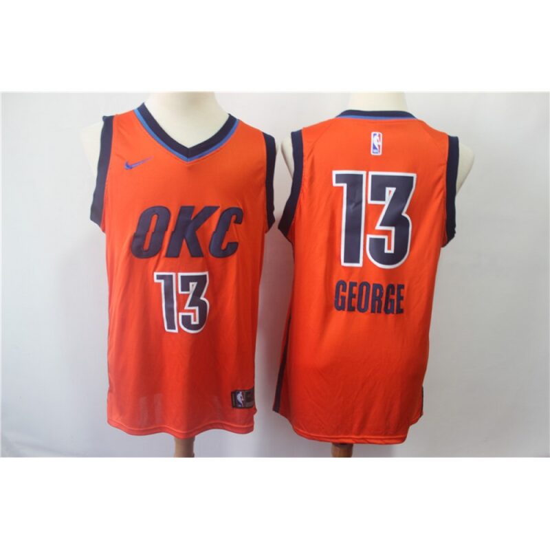 6864603cf3648_1 Men's Oklahoma City Thunder #13 Paul George Orange 2018/19 Earned Edition Swingman Stitched NBA Jersey