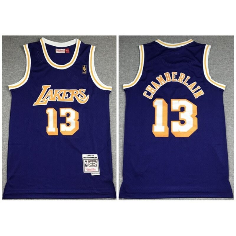 6864604b79b6e_1 Men's Los Angeles Lakers #13 Wilt Chamberlain Purple Throwback Stitched Jersey