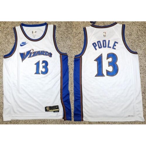 686460e96dc13_1 Men's Washington Wizards #13 Jordan Poole White Classic Stitched Jersey