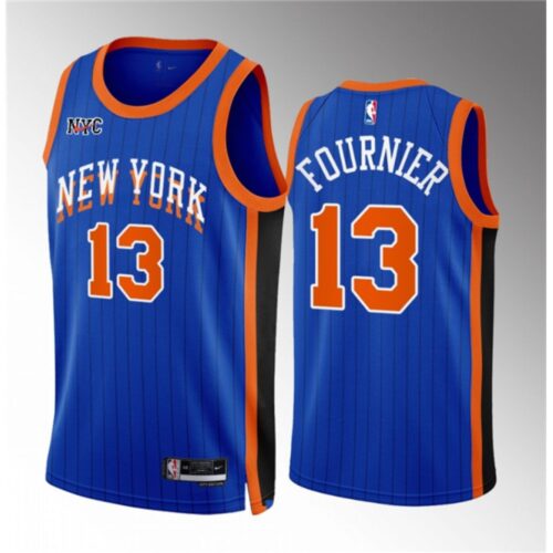 68646131f1f23_1 Men's New Yok Knicks #13 Evan Fournier Blue 2023/24 City Edition Stitched Basketball Jersey
