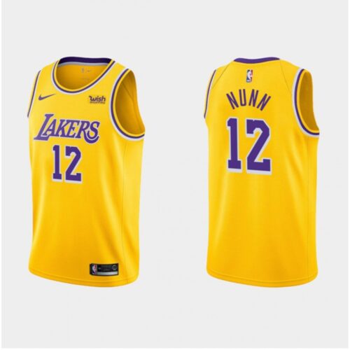 68646161100ba_1 Men's Los Angeles Lakers #12 Kendrick Nunn Yellow Stitched Basketball Jersey