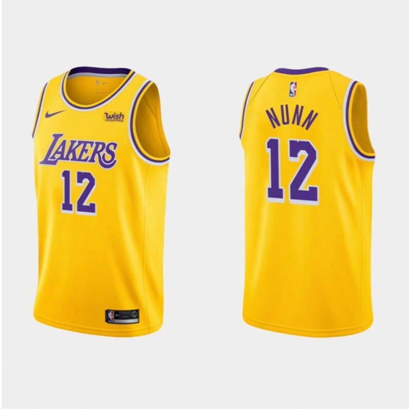 68646161100ba_1 Men's Los Angeles Lakers #12 Kendrick Nunn Yellow Stitched Basketball Jersey