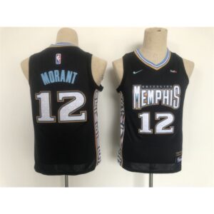 686461f64ffea_1 Youth Memphis Grizzlies #12 Ja Morant Black 2022/23 City Edition Stitched Basketball Jersey