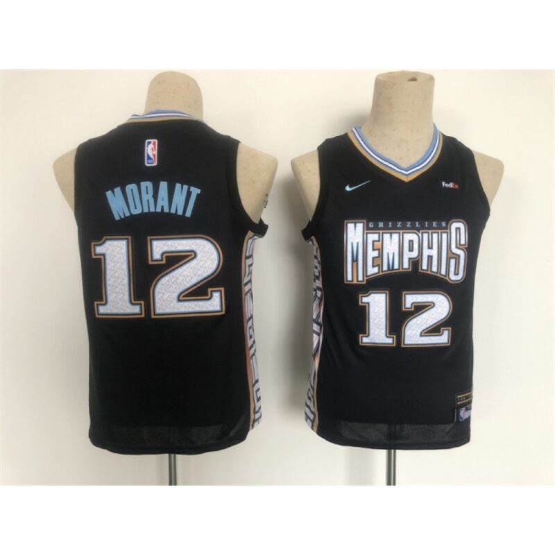 686461f64ffea_1 Youth Memphis Grizzlies #12 Ja Morant Black 2022/23 City Edition Stitched Basketball Jersey