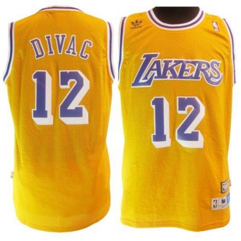 6864621fef437_1 Lakers #12 Vlade Divac Yellow Throwback Stitched NBA Jersey