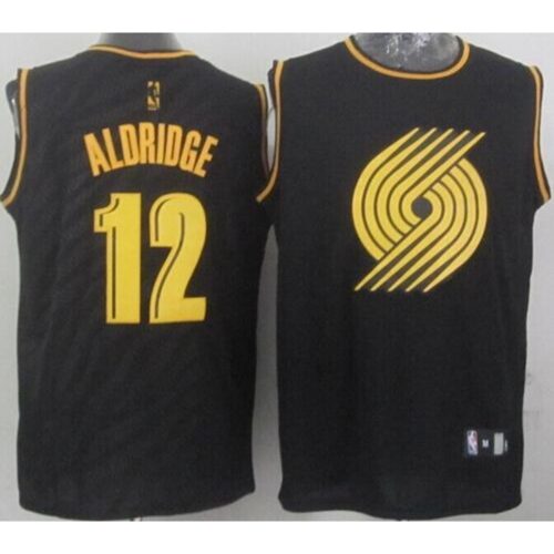 686462240d2d9_1 Blazers #12 Lamarcus Aldridge Black Precious Metals Fashion Stitched NBA Jersey