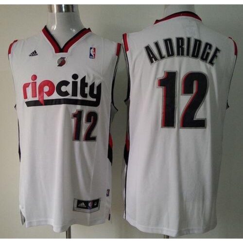 6864622855d5f_1 Blazers #12 Lamarcus Aldridge White Throwback Stitched NBA Jersey