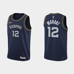 686462c373754_1 Men's Memphis Grizzlies #12 Ja Morant 75th Anniversary 2021 Navy Swingman Stitched Jersey