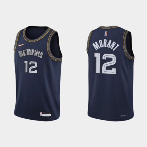 686462c373754_1 Men's Memphis Grizzlies #12 Ja Morant 75th Anniversary 2021 Navy Swingman Stitched Jersey