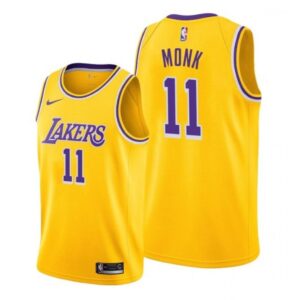 6864630595687_1 Men's Los Angeles Lakers #11 Malik Monk Yellow Stitched Basketball Jersey