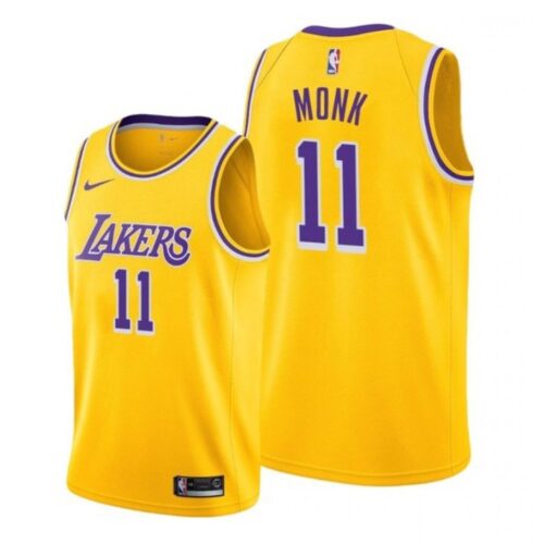 6864630595687_1 Men's Los Angeles Lakers #11 Malik Monk Yellow Stitched Basketball Jersey