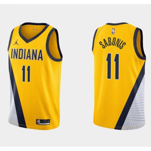6864632e91d06_1 Men's Indiana Pacers #11 Domantas Sabonis Yellow Stitched Jersey