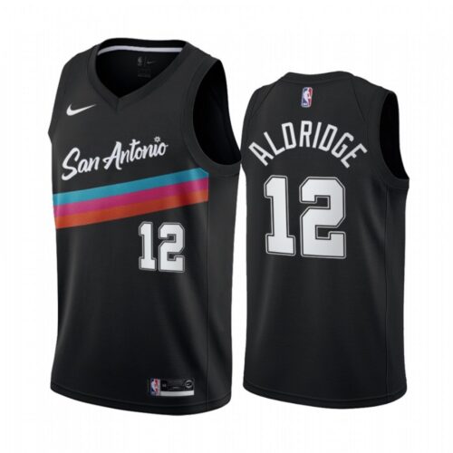 686463844d61f_1 Men's San Antonio Spurs #12 LaMarcus Aldridge 2020 Black City Edition Stitched Jersey