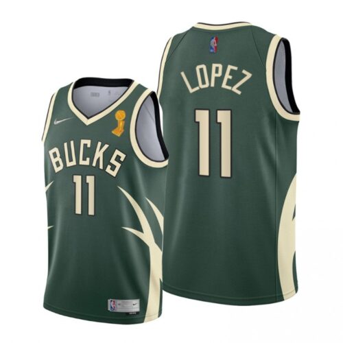 686463fbd57bc_1 Men's Milwaukee Bucks #11 Brook Lopez 2021 Green Finals Champions Stitched Basketball Jersey