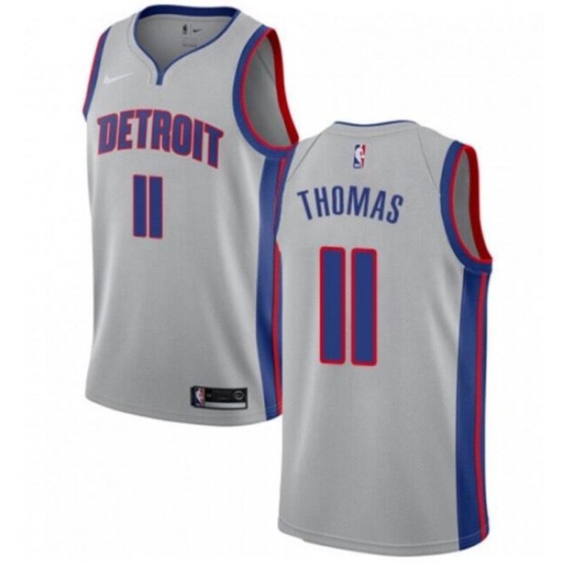 6864640e4acc5_1 Men's Detroit Pistons #11 Isiah Thomas Silver Stitched NBA Jersey