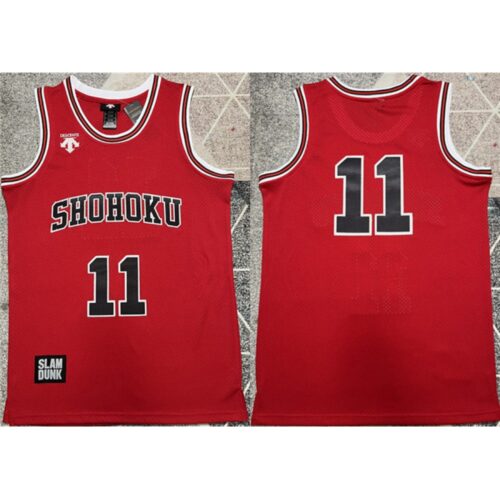 68646469c17e7_1 Men's Shohoku #11 Kaede Rukawa Red Stitched Basketball Jersey