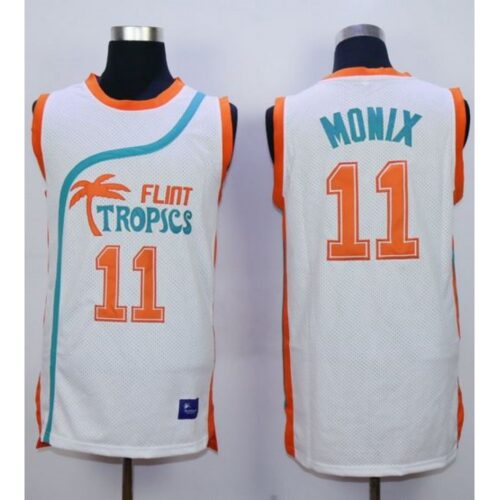 686464a00b915_1 Flint Tropics #11 Ed Monix White Semi-Pro Movie Stitched Basketball Jersey