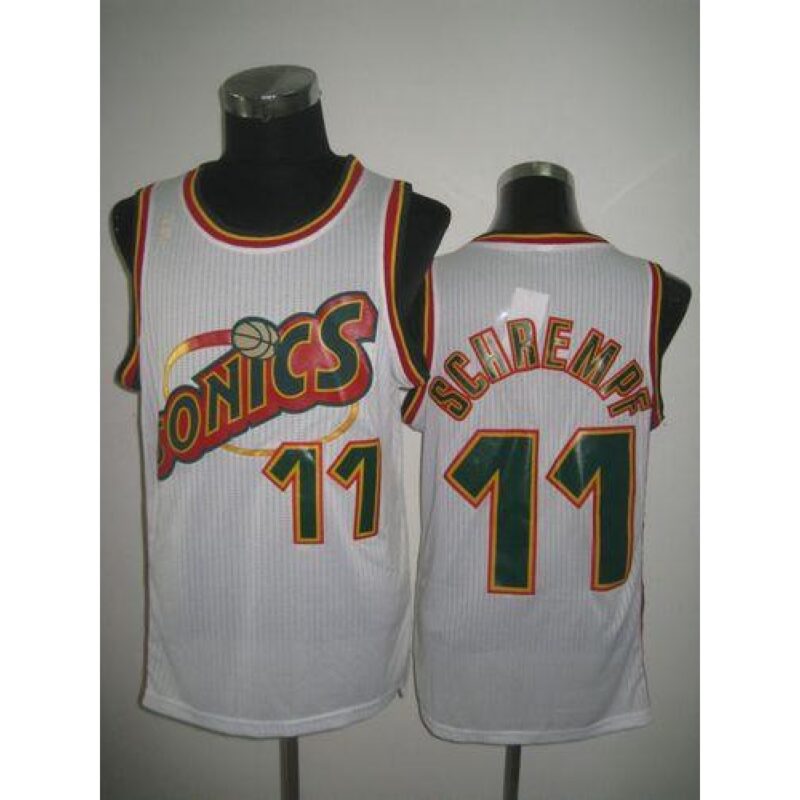 686464c479ad0_1 Thunder #11 Detlef Schrempf White SuperSonics Throwback Stitched NBA Jersey