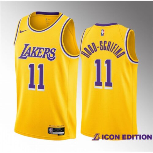 686464c831fdf_1 Men's Los Angeles Lakers #11 Jalen Hood-Schifino Yellow 2023 Draft Icon Edition Stitched Basketball Jersey