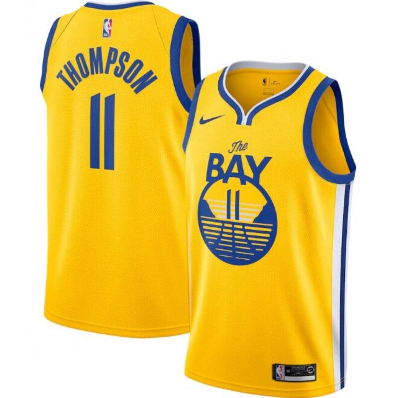 686464d72b6ff_1 Men's Golden State Warriors #11 Klay Thompson Gold Statement Edition Stitched Jersey