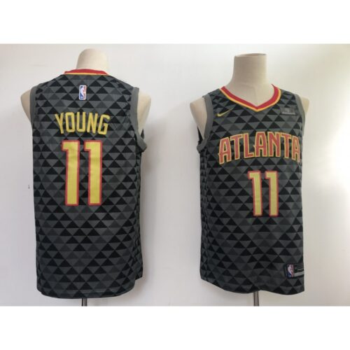 6864653a76175_1 Hawks #11 Trae Young Black NBA Swingman Icon Edition Jersey