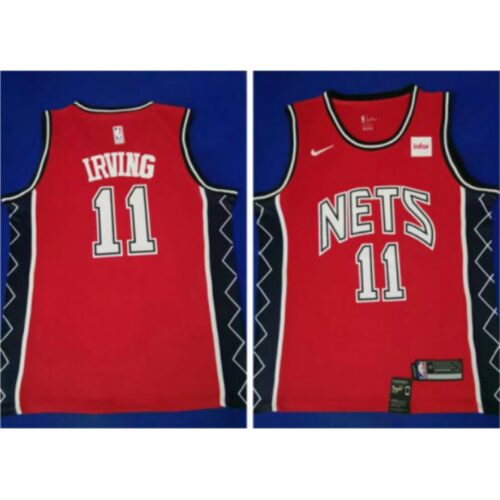 6864656d656e0_1 Men's Brooklyn Nets #11 Kyrie Irving Red Throwback Stitched NBA Jersey