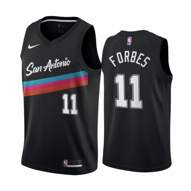 68646685ca295_1 Men's San Antonio Spurs #11 Bryn Forbes 2020 Black City Edition Stitched Jersey