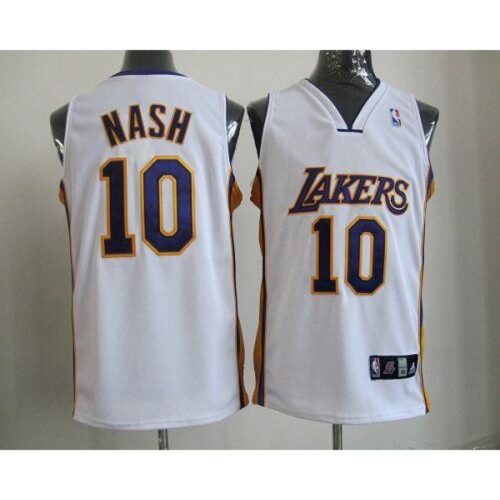 6864669506260_1 Revolution 30 Lakers #10 Steve Nash White Stitched NBA Jersey