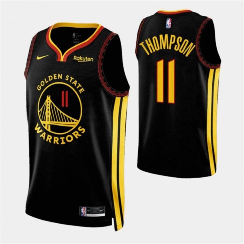 686466b11e4b8_1 Men's Golden State Warriors #11 Klay Thompson Black 2023/24 City Edition Stitched Basketball Jersey